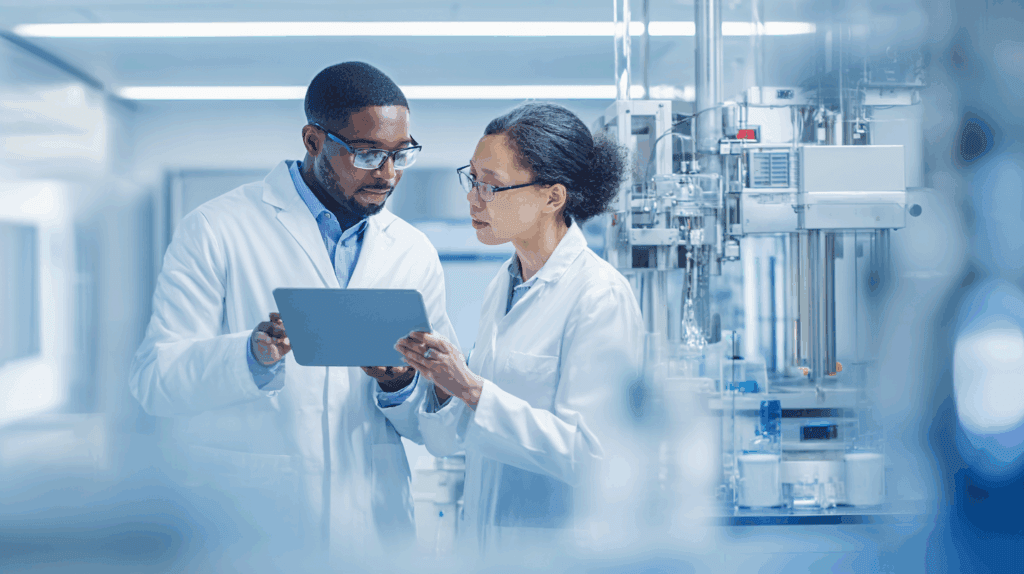 two professionals collaborating in Medtech